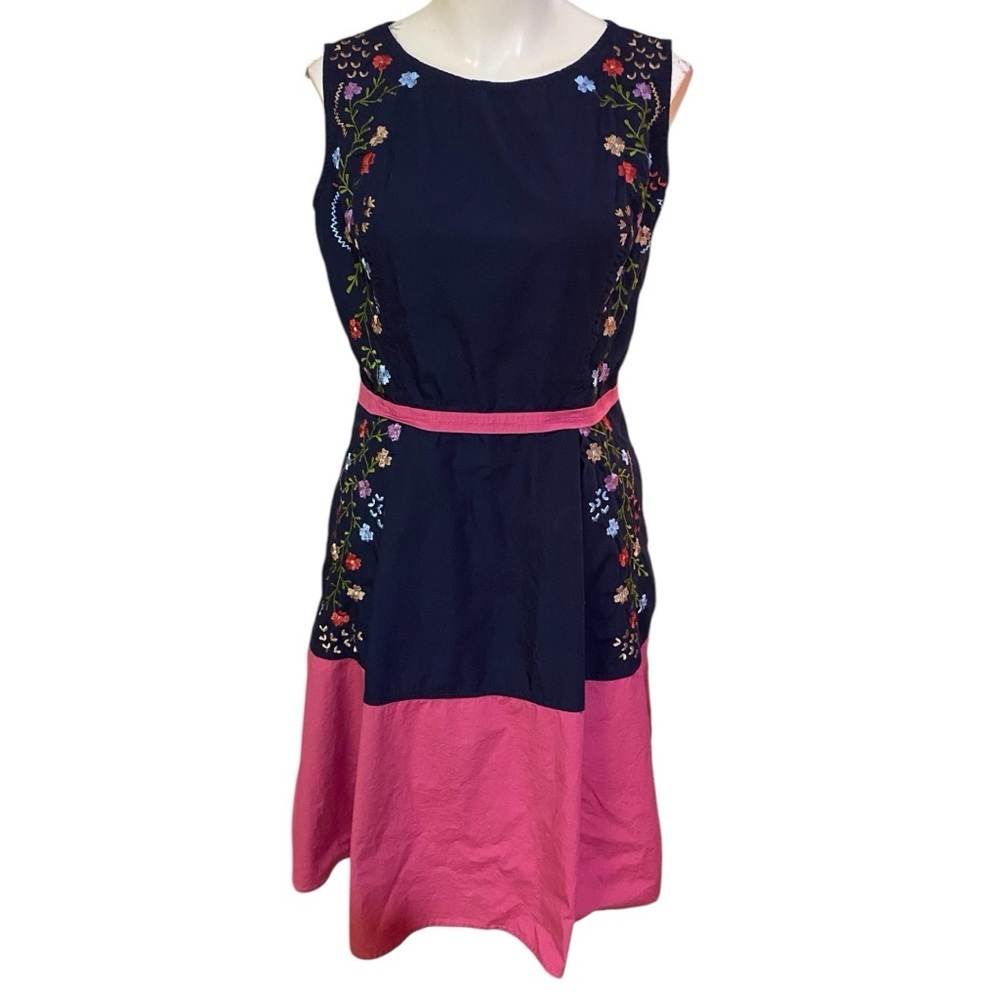 eShakti Blue and Pink A-Line Mini Dress Size 14, fits like a 12 (L)